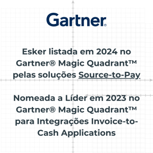 Esker listada em 2024 no Gartner® Magic Quadrant™ pelas soluções Source-to-Pay Nomeada a Líder em 2023 no Gartner® Magic Quadrant™ para Integrações Invoice-to-Cash Applications
